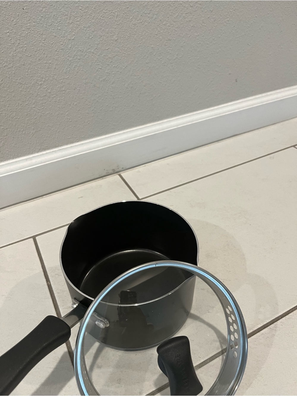 Black Nonstick Saucepan with Glass Lid - Brand Unspecified